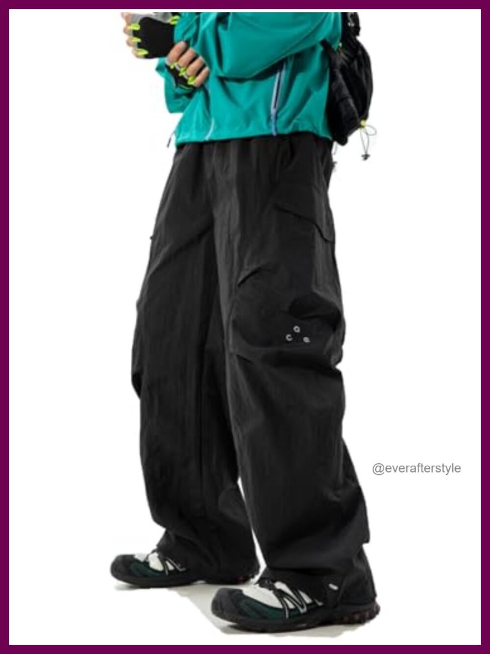 Men's Baggy Wide Leg Cargo Pants Quick Dry Hiking Work Pockets